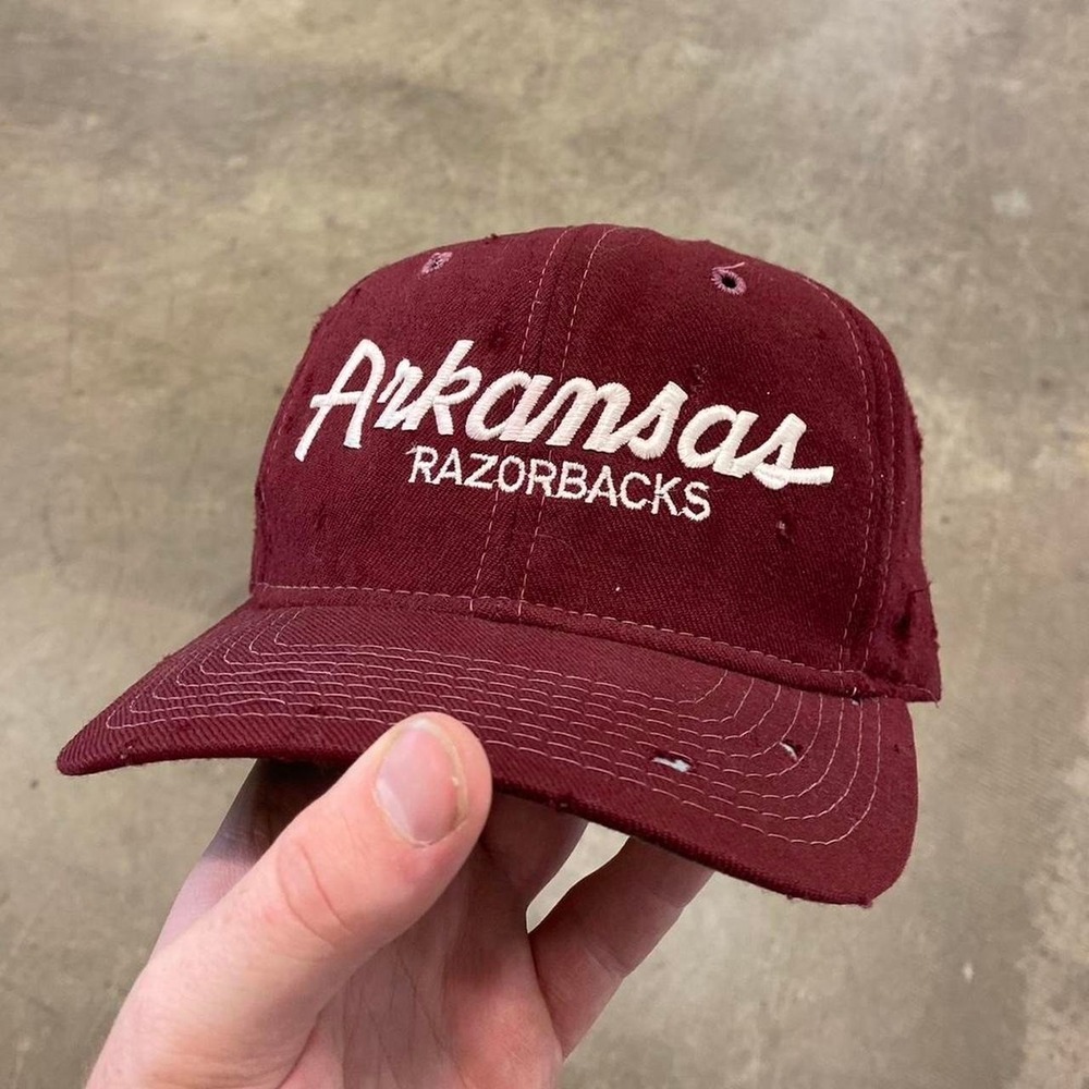 Vintage Arkansas Razorbacks Sports Specialties Script Wool SnapBack 90s Hat